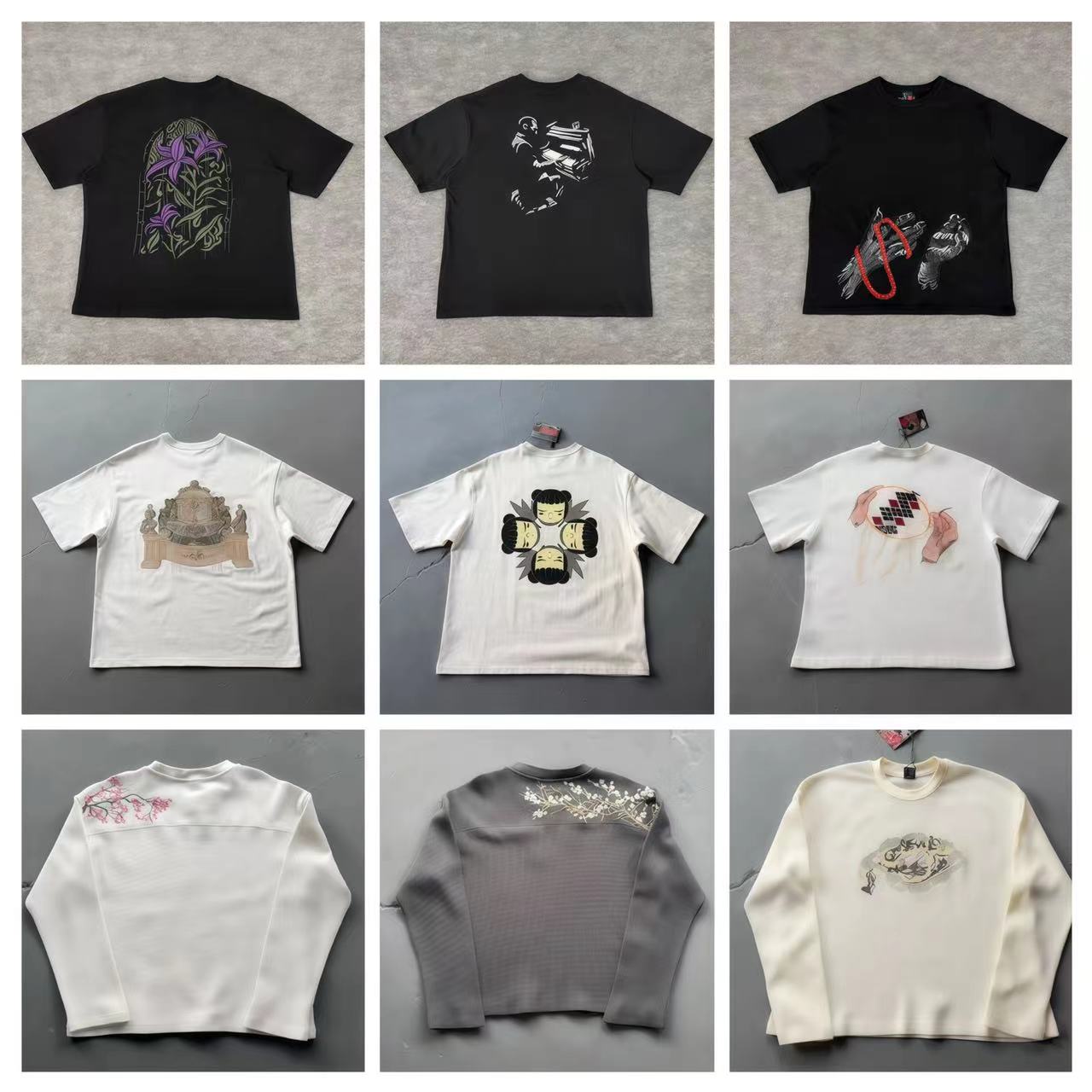 dersshirts woman T shirt Long-sleeved Embroidered cherry blossom pattern flannel shorts shirts for men designer color black white size S M L XL D-image-1109683783