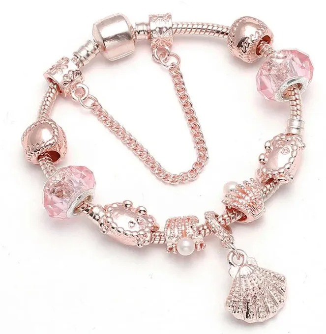 Lune Bleu Ciel Charme Cristal Diamant Bijoux En Argent Sterling 925 Plaqué Perle Charms Bracelet Ensemble pour Femmes Filles Cadeau De Fête avec