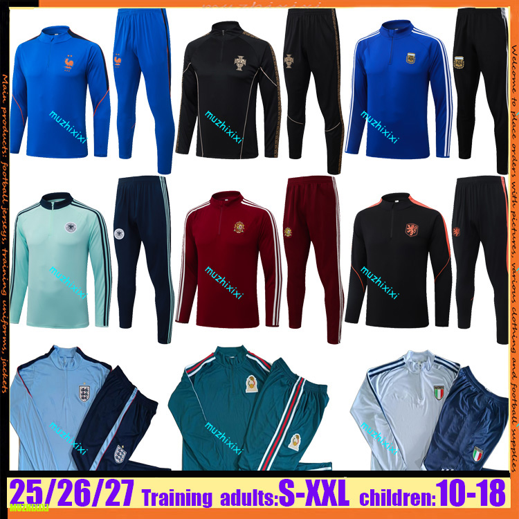 26 27 Espagne Diverses équipes nationales Vêtements de sport de football allemand 2026 2027 Demi-pull Vêtements de sport de football français pou