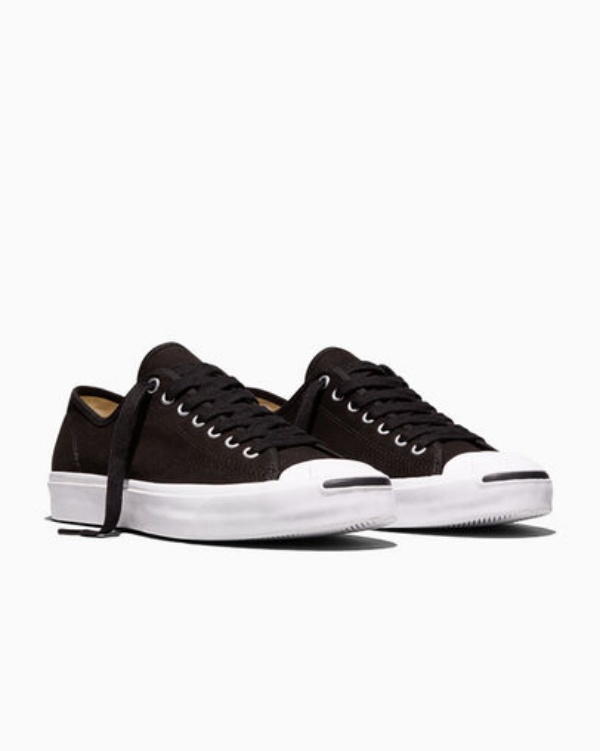 Converse Jack Purcell Classic Retro Black Canvas Sneakers Iconic Smile Toe Cap Lightweight Breathable Durable Non Slip Casual Shoes for Men Women Da