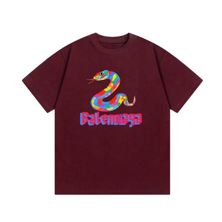 Paris B-brand 2025 Spring/Summer New Collection High-Quality Snake Year Limited Edition Letter Print Round Neck Short Sleeve T-Shirt for Men and Wom