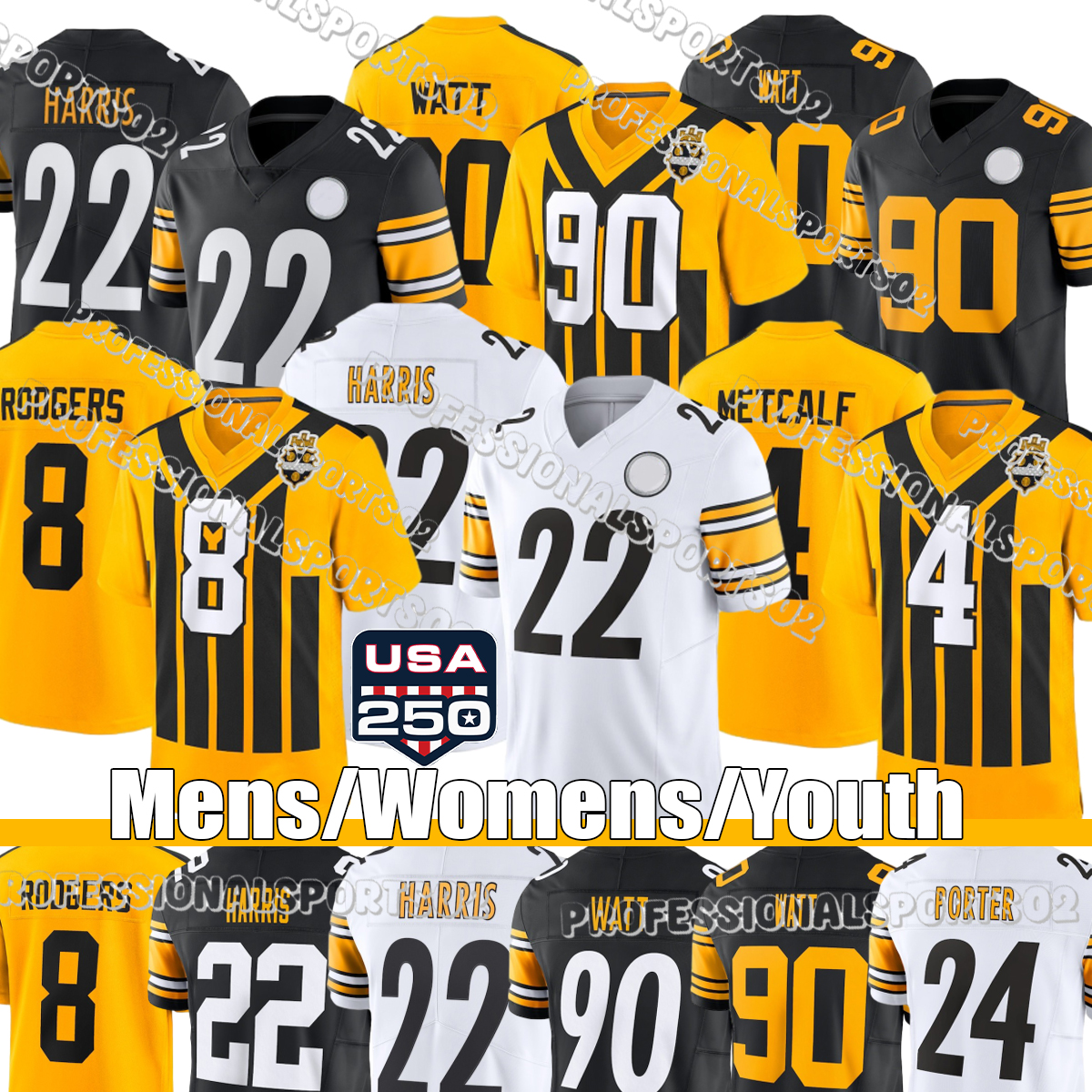 Pittsburghcity Steelersjersey 4 DK Metcalf TJ Watt George Pickens Joey Porter Jr Chris Boswell Troy Polamalu Zach Frazier Jaylen Warren Football-image-929494353