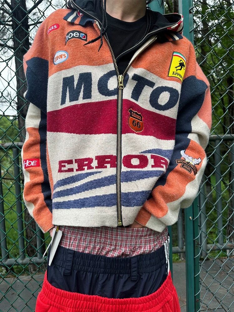 House Of Errors Men's hoodie Street Jacket Coat High Quality Rare Knitted Sweater Motorcycle Racing Bike Vintage Sweatshirts Casual Sports Luxu