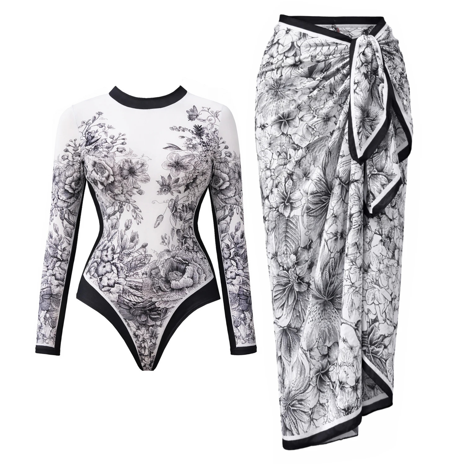 2026 2-Piece Women Bikini Set Surfing Sport Swimsuit Long Sleeves One Piece Swimsuit Swimwear Brazilian Biquini Bathing Suit 260610