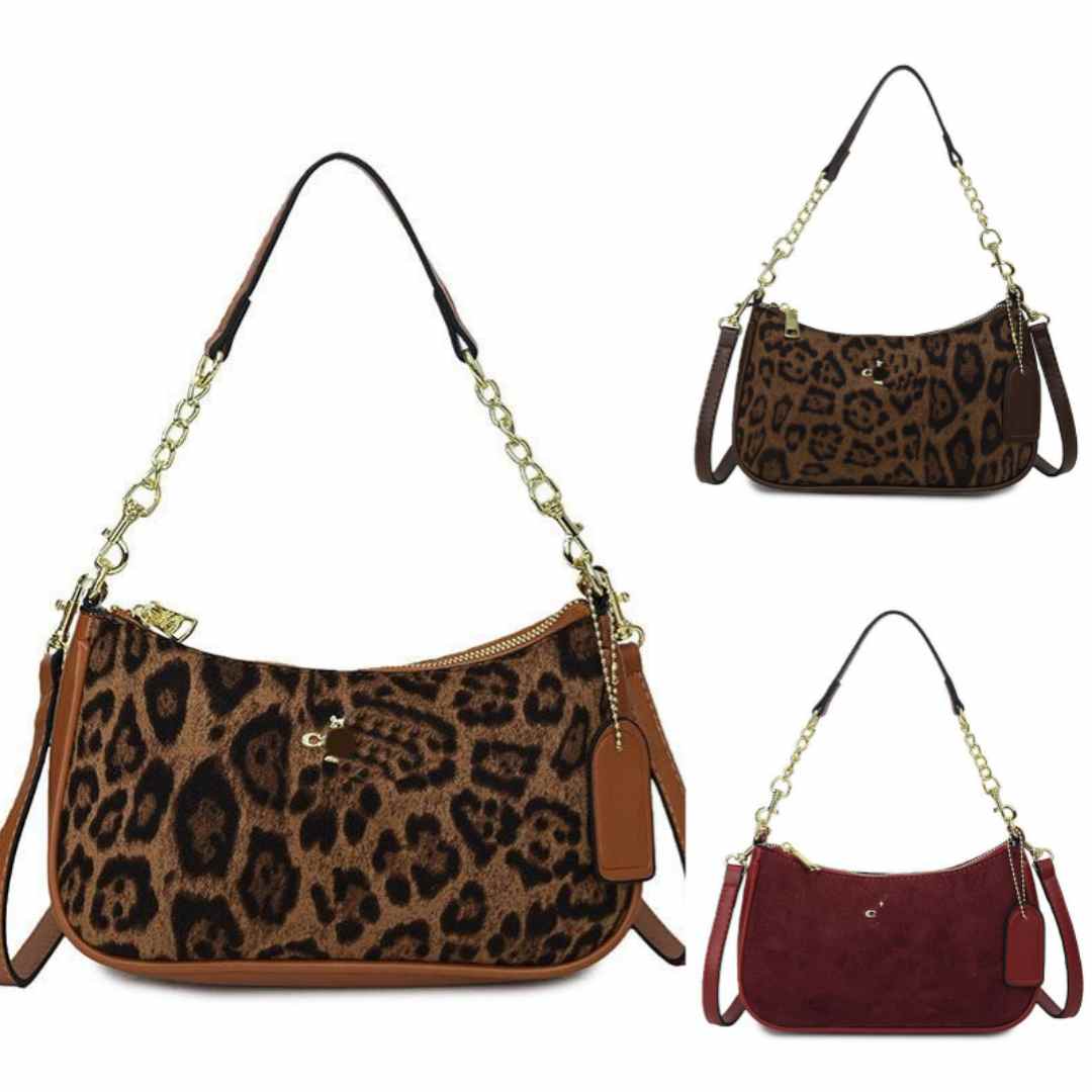 Premium designer bags for women leopard teri handbag zipper leather half moon designer bags 2026 trends underarm black casual handheld chain shoulde