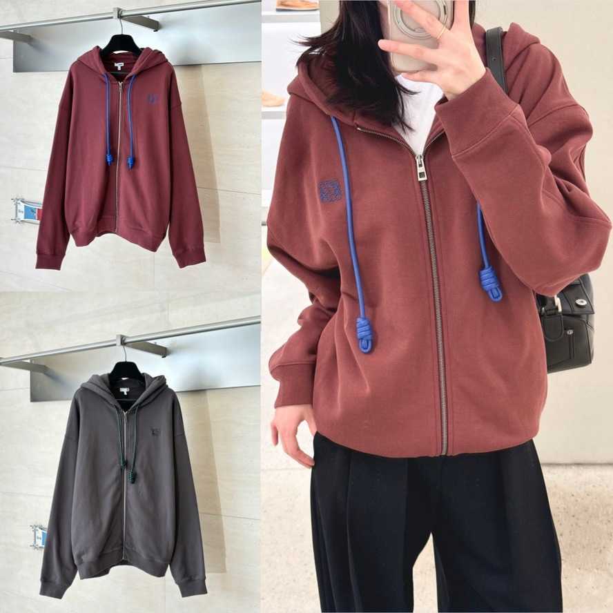 Versione corretta 25FW nuova felpa con cappuccio e zip ricamata con logo della famiglia Luo autunno/inverno per uomo e donna giacca casual per coppi