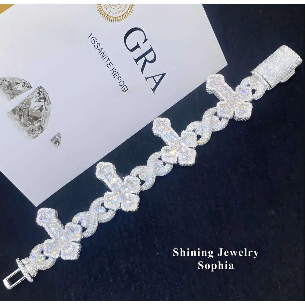 Necklaces Wholesale Price Pendant S925 Sterling Silver Hip Hop Iced Out Men Jewelry Cross Link Bracelets Moissanite Cuban Bracelet bos