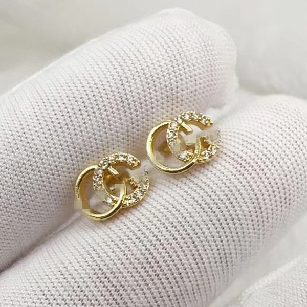 Shiny diamond Mini tiny girl boys simple designer letter flower G round stud 18K gold silver drop earrings 316L stainless steel woman man jewelry gi