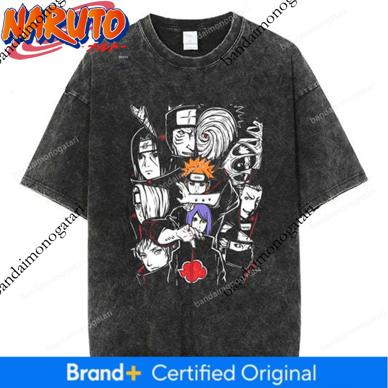 2025 Vintage Short Sleeve Japanese Washed Naruto Retro T-Shirt High Street Anime American Style F0f4
