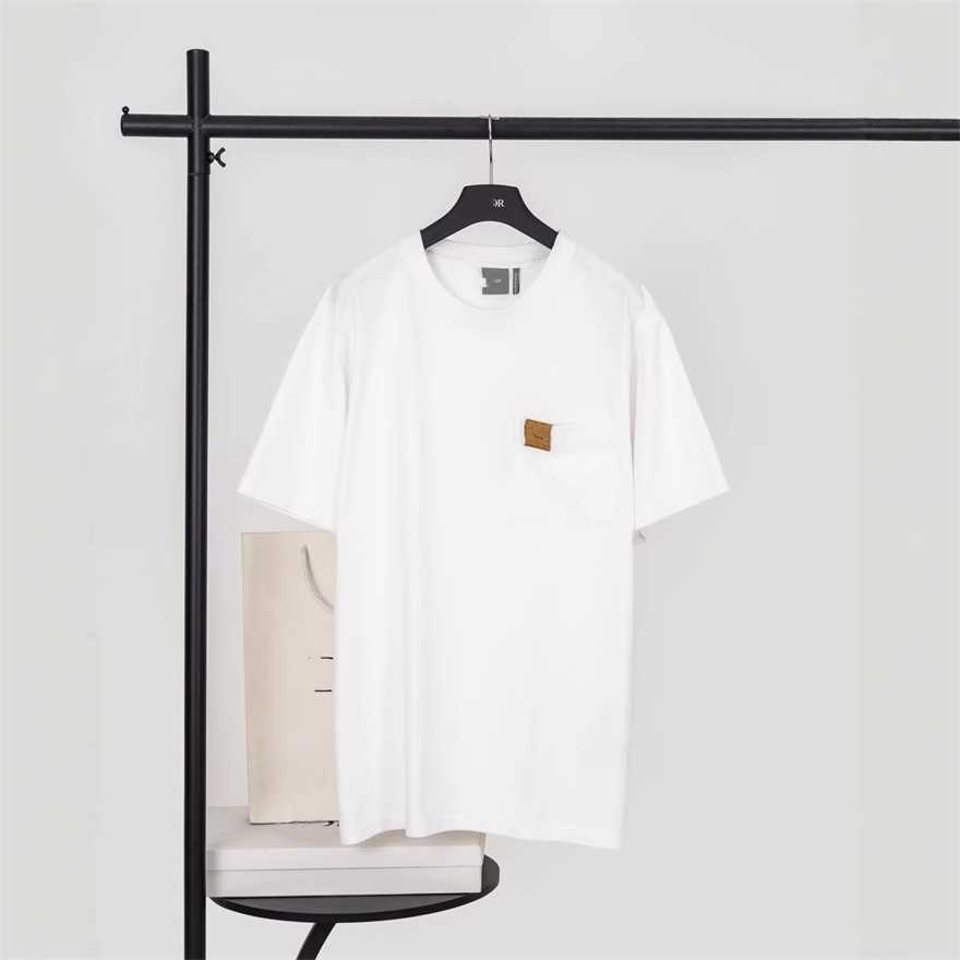 Correct version of the original DI brand same style as the one worn by INS influencers pocket leather patch short-sleeve T-shirt for men and women6U