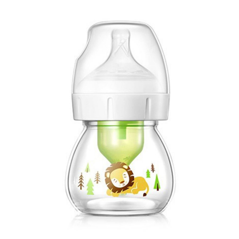 Dr. Brown's newborn wide-bore glass bottle, preemie silicone teat, 60ML for babies 0 to 3 months/Anti-colic glass baby bottle-image-1110051425