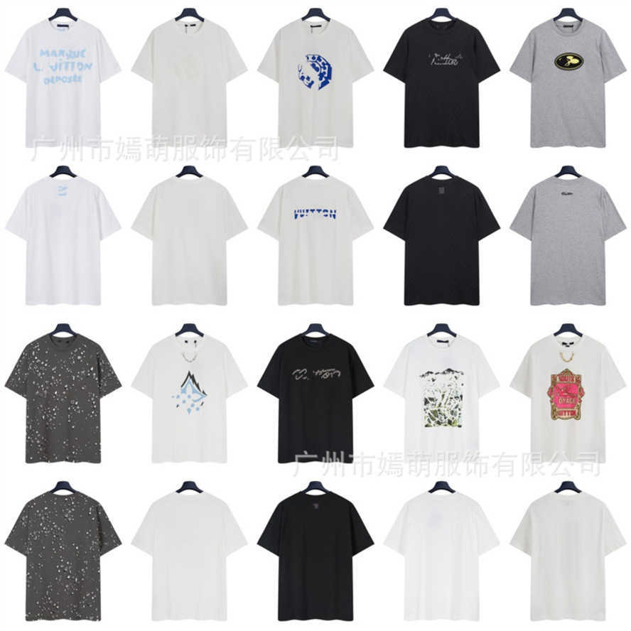 Correct version of the trendy summer new model LV letter print casual versatile round-neck short-sleeve T-shirt for men and women{category}
