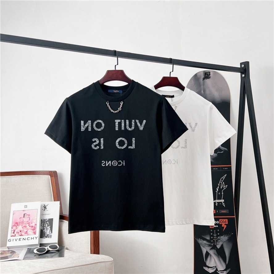 Donkey House T-Shirt Version S25 Spring Summer New Chain Blurred Letter Print Light Luxury Womens Trendy Short Sleeve T-Shirt{category}