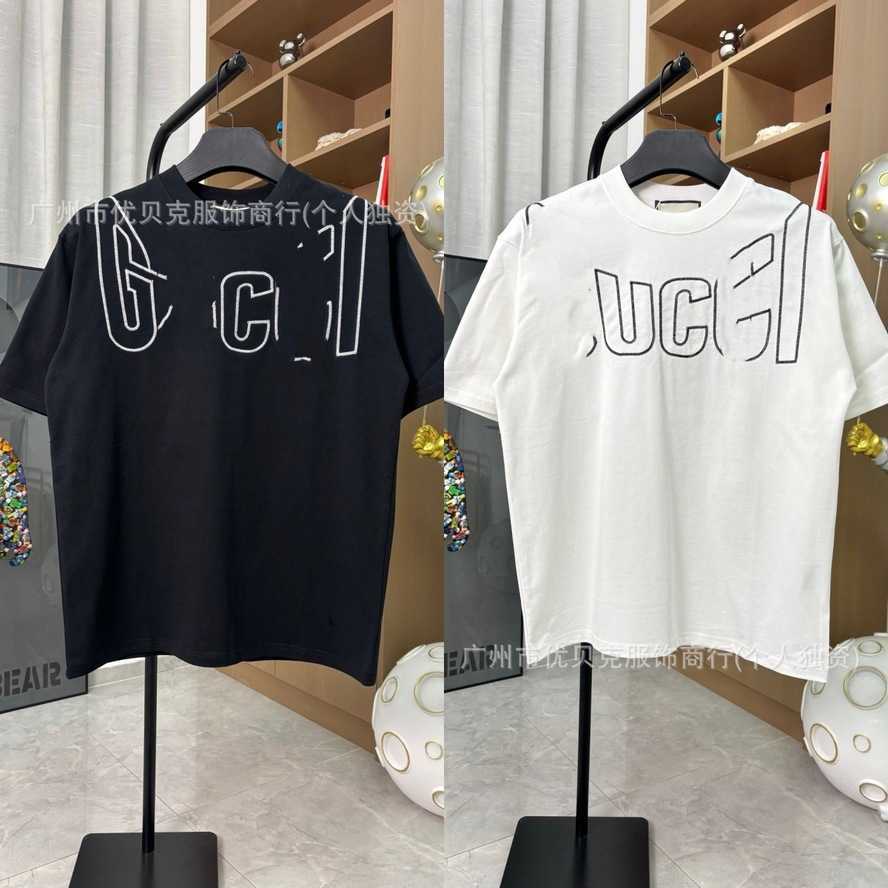 Correct version of the high-weight summer new style large letter embroidered round-neck short-sleeve T-shirt versatile for both men and women{catego