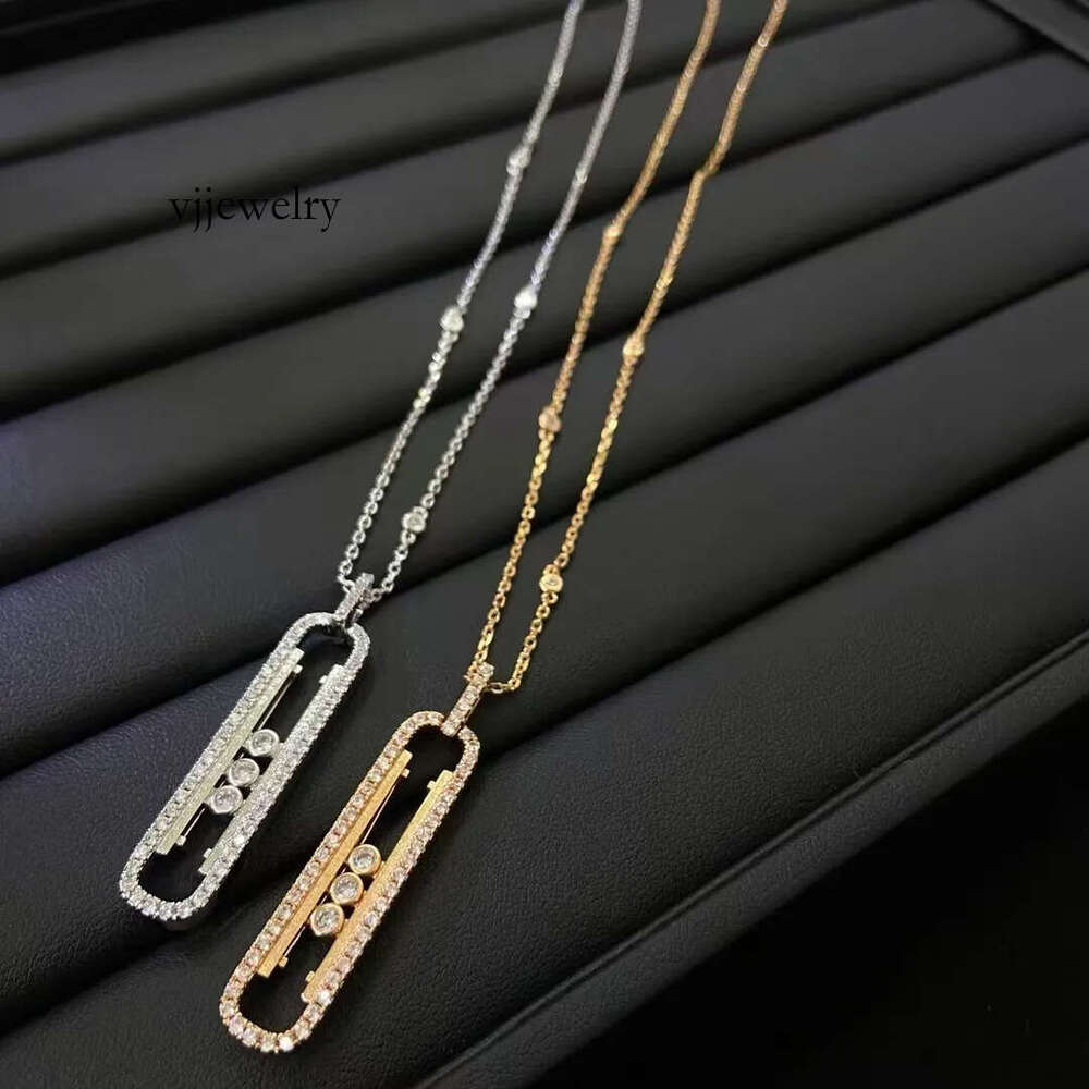 Luxury Jewelry Necklace M Family Necklace Designer For Woman High Version V Gold Three Diamond Sliding Necklace Pendant Jewelry