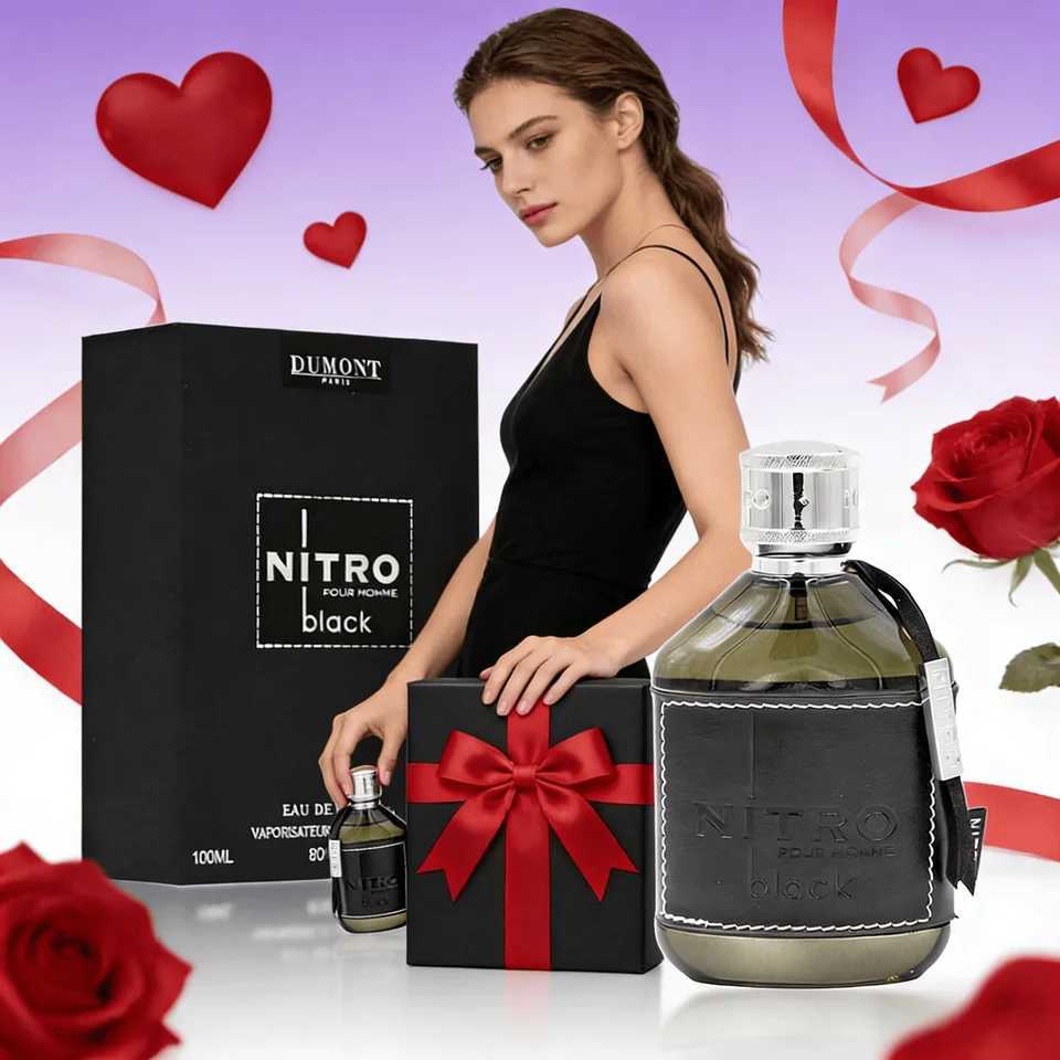 Best-selling Dumont NITRO Black 100ml Black and Silver Long-lasting Dubai Arabian Middle Eastern Perfume T260610