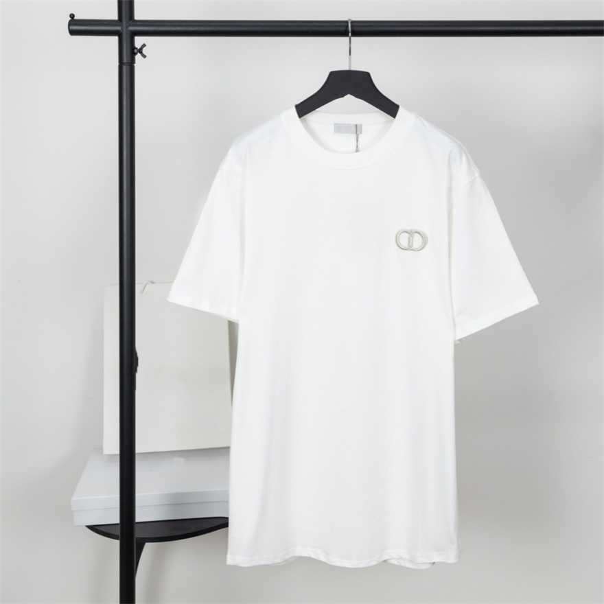 Original high-end version of DOs new summer collection round-neck unisex short-sleeve T-shirt with embossed letter embroidery logo0IGA