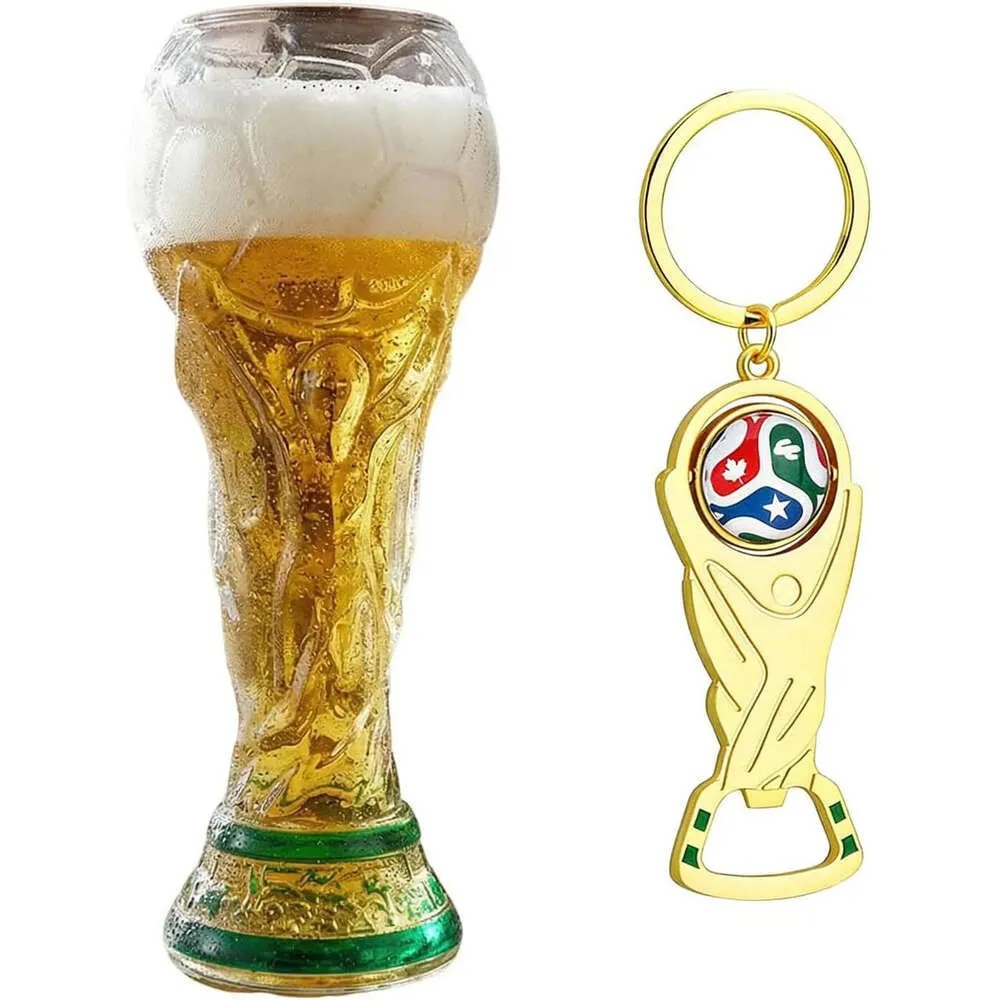 2026 Glass Premium Soccer Themed Beer Glasses Men Novelty World Cup Trophy Shape for Game Day Parties Man Cave and Football Fan Gifts 16oz-image-632082380