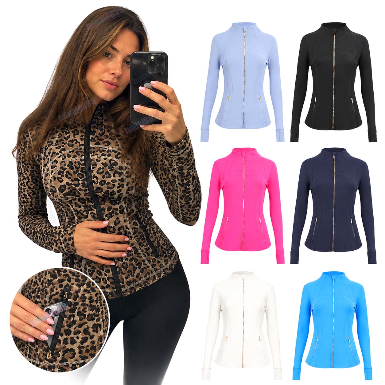 Women's Yoga Jacket, Sports Jacket, Fitness Jacket, Quick-Drying Sports Top, Gold Zipper, Sportswear, Four-way Stretch Sweat-wicking Jacket.-image-1083447291