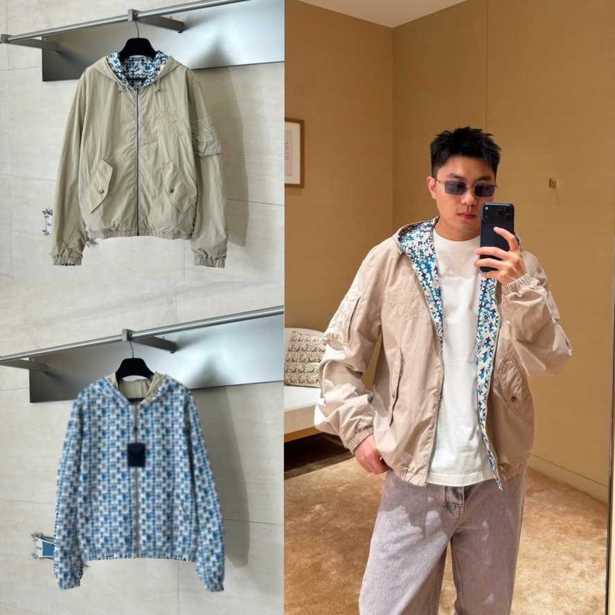Correct version Spring/Summer new model LV full-print double-sided trench coat jacket for men and women casual loose versatile outerwear{category}