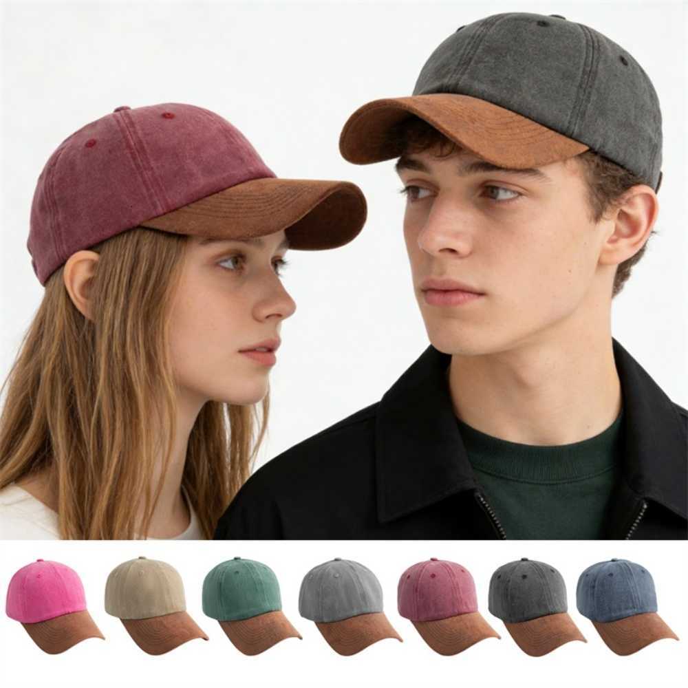 Unisex Spring Summer Peaked Dad Hat Streetwear Sports Hat Men Women Washed Cotton Baseball Solid Color Patchwork Hip-hop M260611