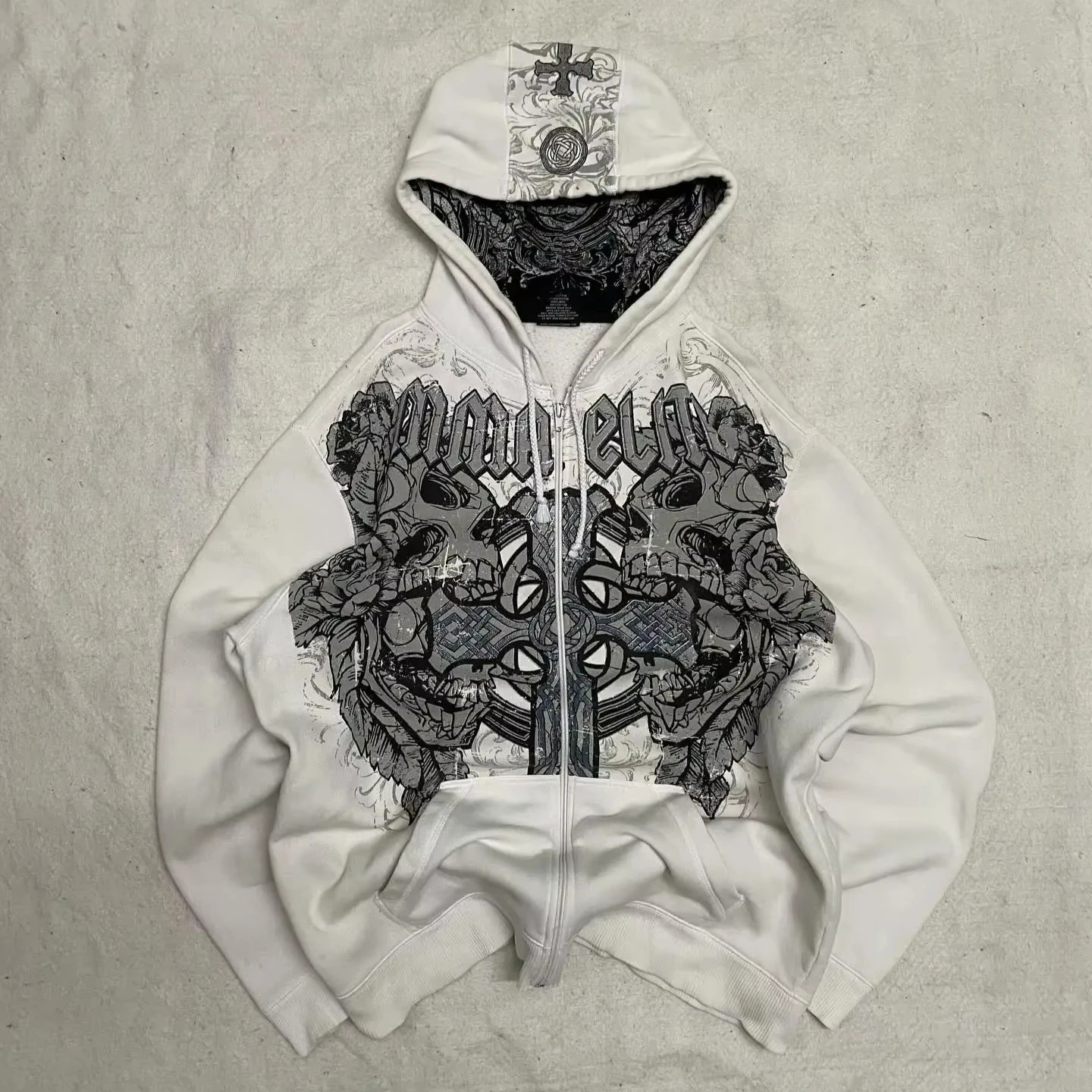American Y2K Hip Hop Trend Zipper Hoodie Women Street Casual Loose Joker Vintage Sweatshirt Unisex Fleece Padded Warm Hoodie 260610