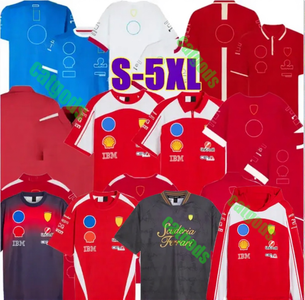 2025 2026 Ferrari F1 T-shirt Formula Racing pour Scuderia Las Vegas Spécial manches courtes unisexe fans rouge col rond maillot à manches courtes