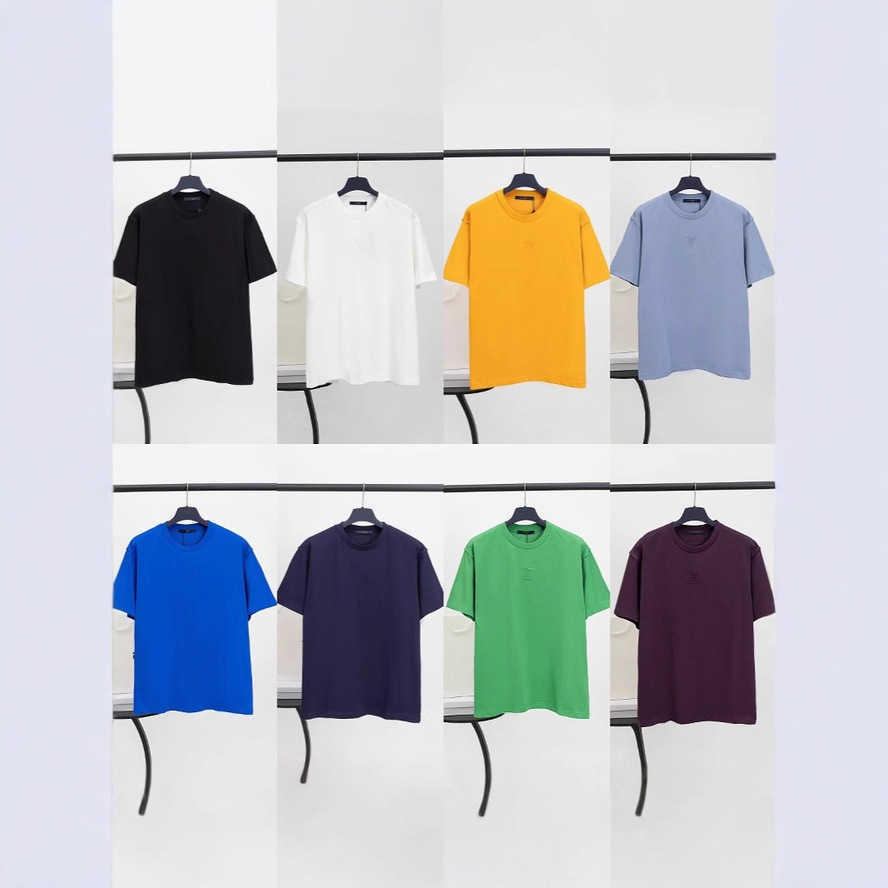 High-end version L spring/summer new style with embossed three-dimensional letters fashionable casual short-sleeve shirt for both men and women{cate