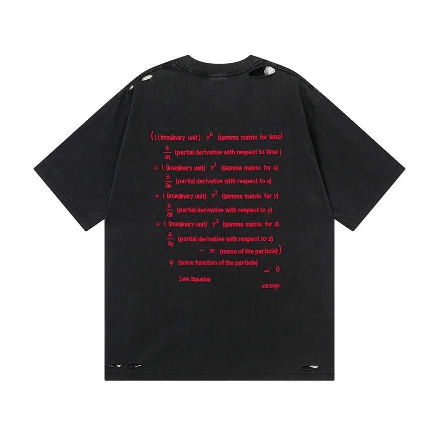 Paris B-brand high-end version 2026 new Valentines Day limited edition embroidered washed distressed loose-fit unisex short-sleeve T-shirtQZA7