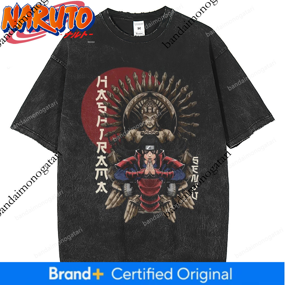 Anime Naruto Pattern Printed T-Shirt Short Vintage Washed Distressed Unisex Half Sleeve 8023