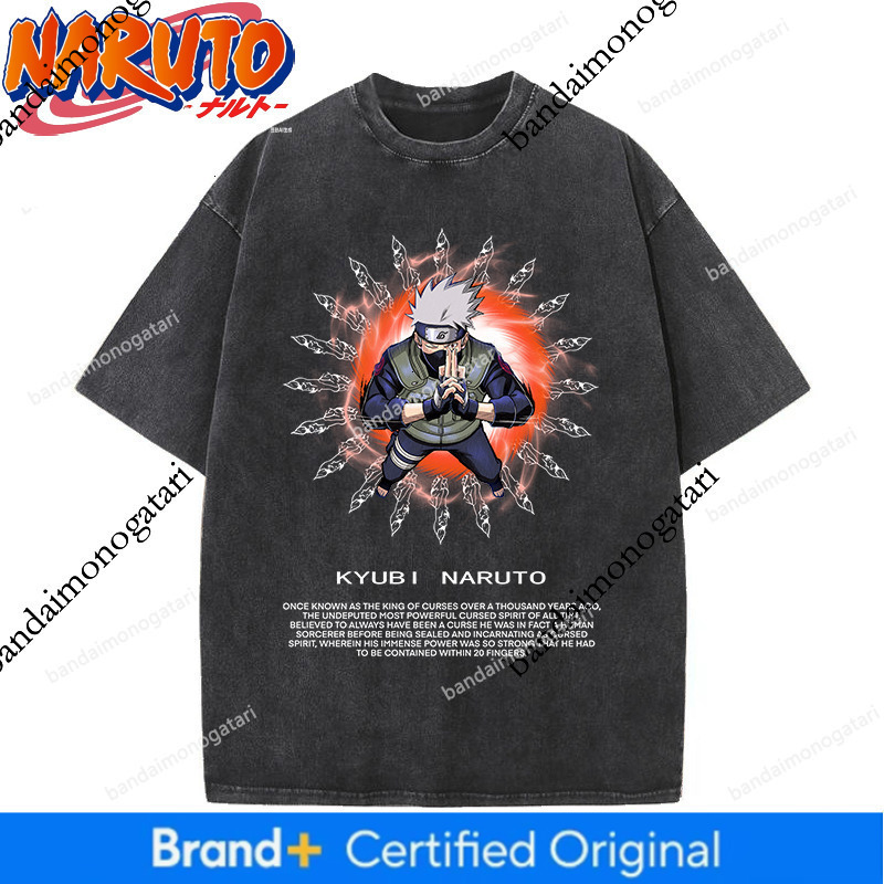 Short-Sleeved Naruto Personalized Top 2025 Vintage American-Style T-Shirt With Print, Washed, Loose Fit, Anime Retro 2Afa E33f 0Ec3