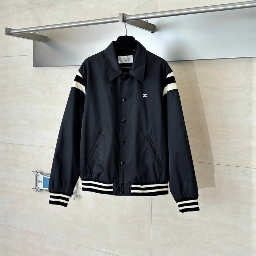 Correct version new autumn and winter striped color-blocking Arc de embroidered jacket unisex casual versatile coat{category}