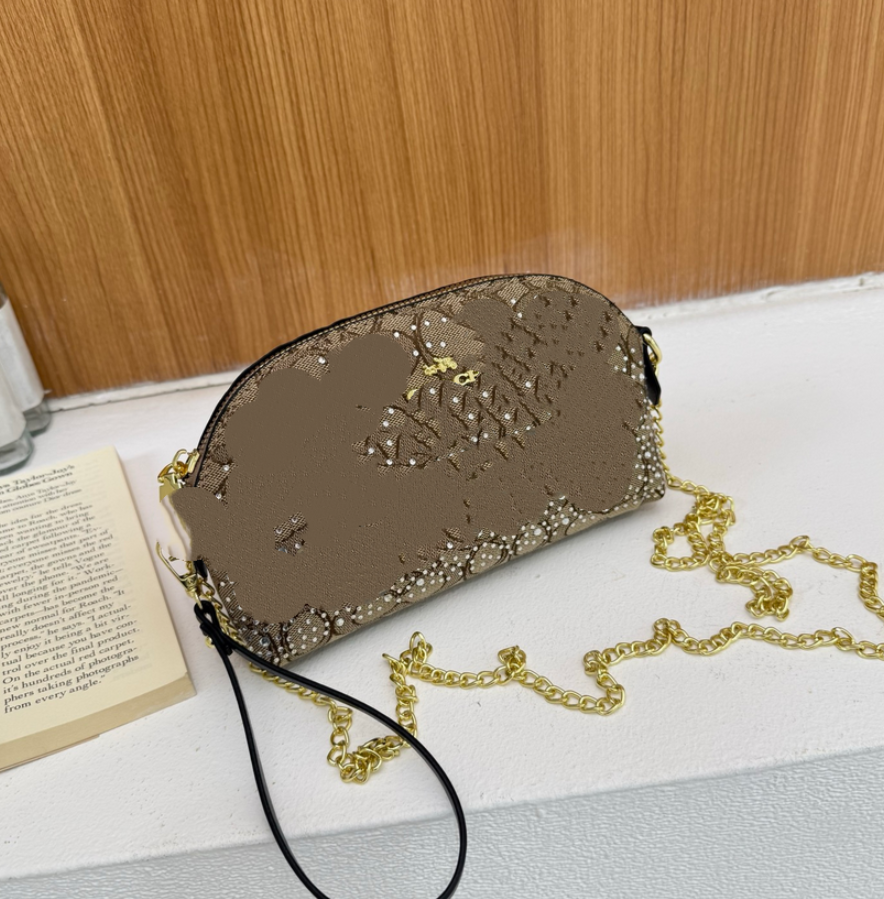 Free Shipping 2026 Best-Selling Alphabet Print Fashion Chain Crossbody Bag Elegant Retro Versatile Square Shoulder Bag for Women Hot Sale Dark Brown