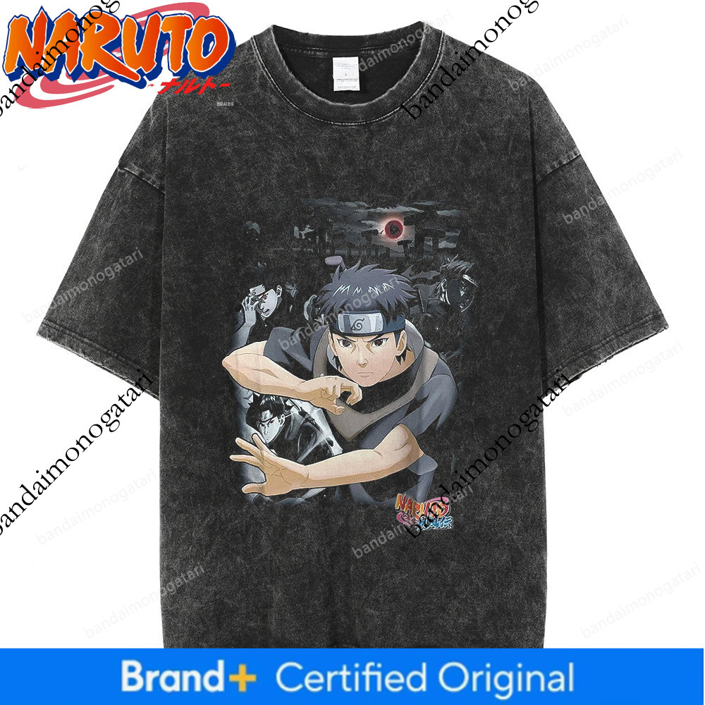 Japanese Anime Naruto Washed Distressed T-Shirt, American High Street Retro Style Batik Short-Sleeve E528