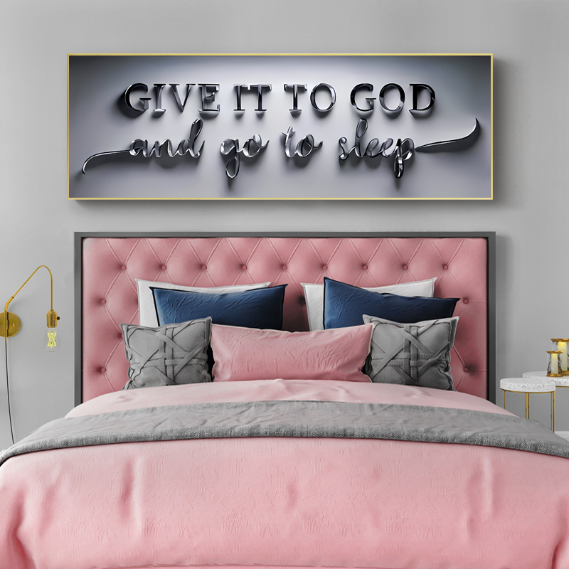 Minimalist 3D Chrome Metal 'Give It To God' Wall Art - Contemporary Religious Home Decoration-image-1110115829