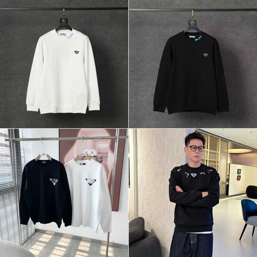Correct version of P new spring and autumn casual simple loose-fitting round-neck sweatshirt with triangular logo and letters for men and women{cate
