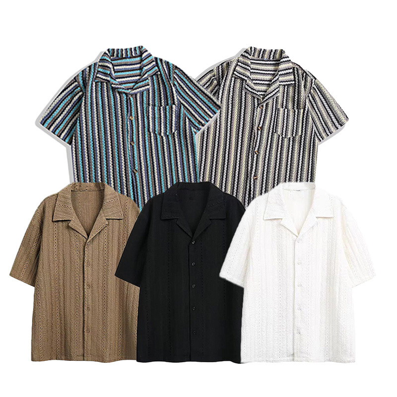 Designer Shirt Open Weave Summer Essential Mens Designer Clothes Short Sleeved Casual Comfortable Loose-fitting Simple Versatile Tshirt-image-1110027291