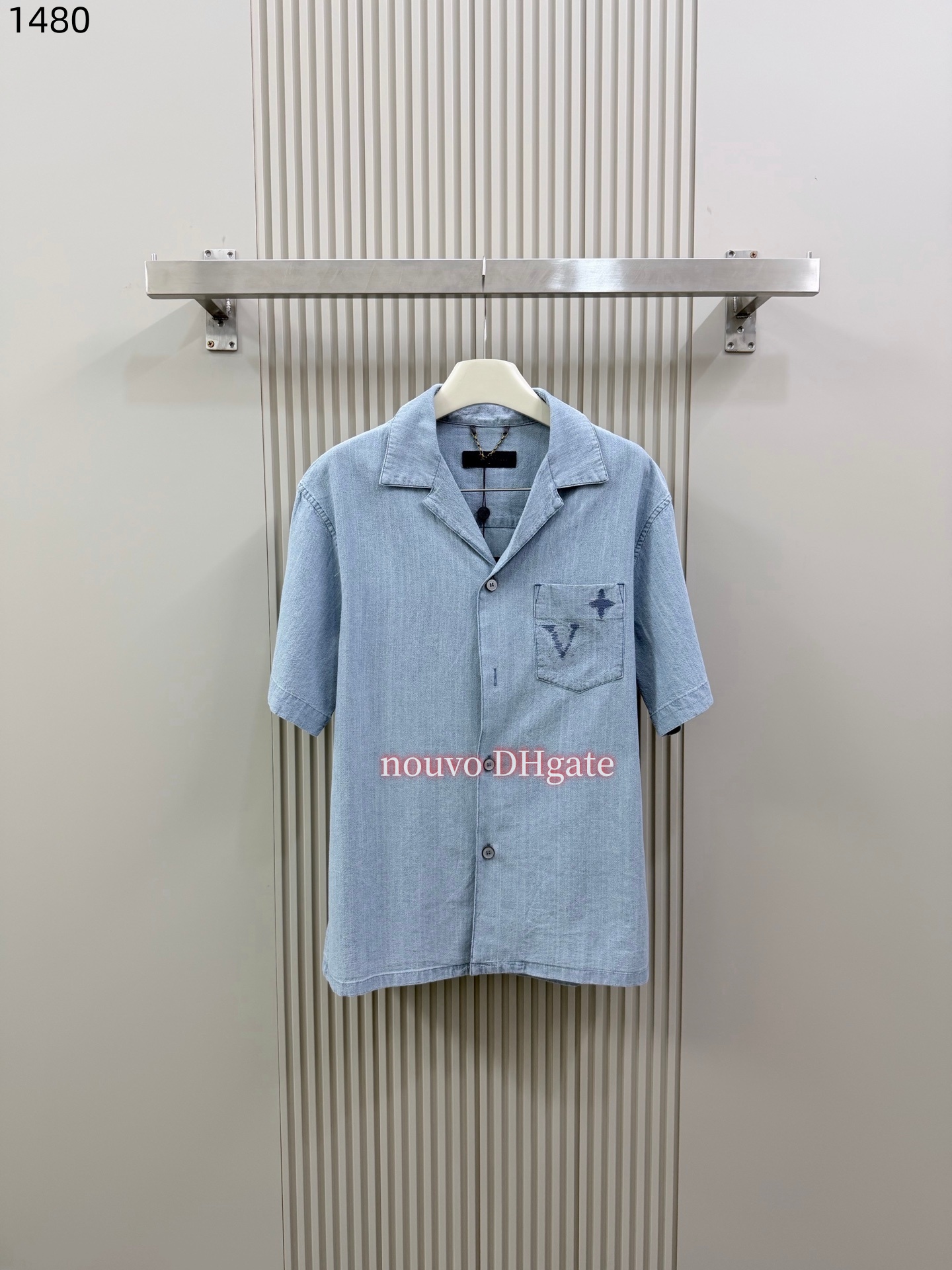 2026SS Mens Designer Cotton Chambray Set Embroidered Monogram Two Piece Casual Shirt and Shorts Summer Outfit