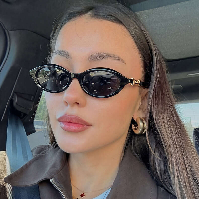 Luxury Brand Designer Sunglasses Retro Oval Sunglasses With Black Frame And Gold Horsebit Detail UV400 Protection Dark Lenses Fashion Eyewear For Wo