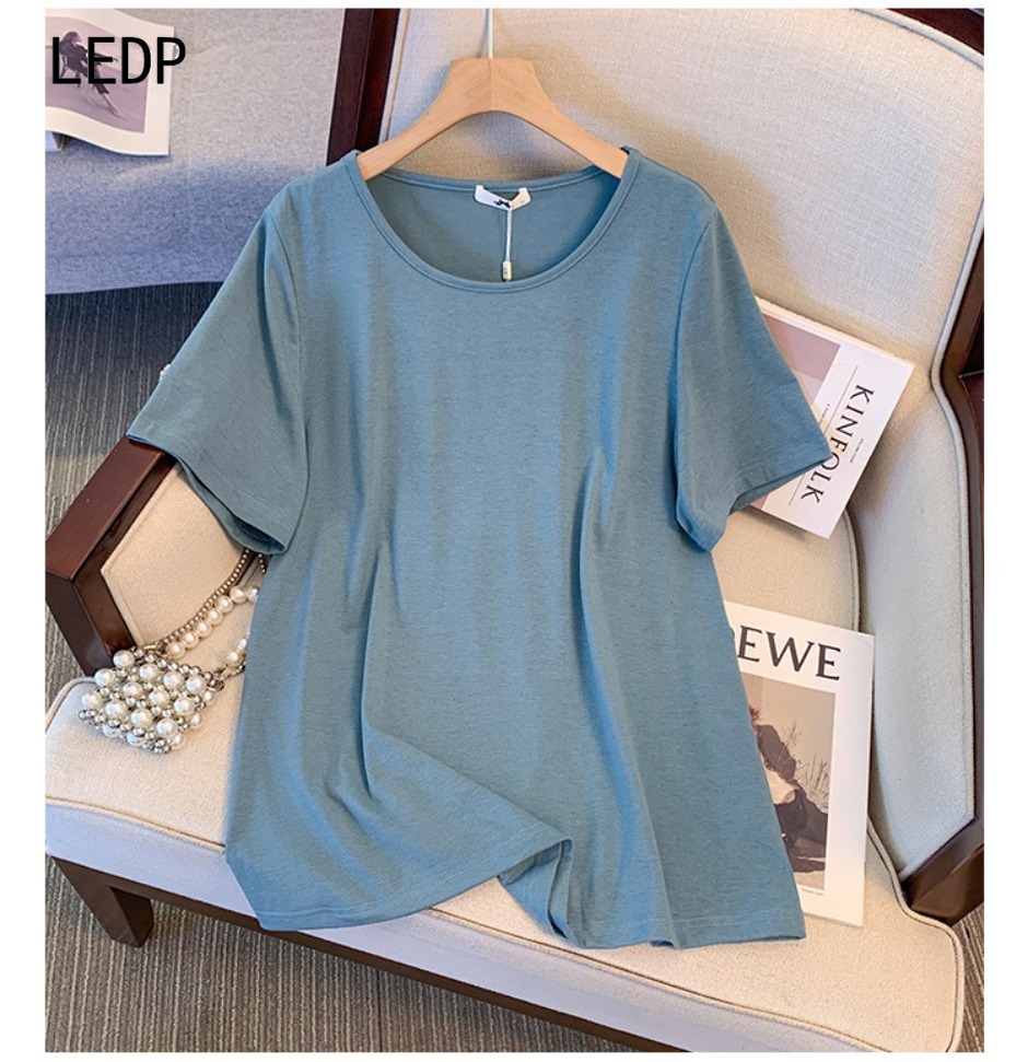 234120 Silicon-based life ice silk shirt large size women's crystal growth breathable post-human forest short-image-1110055168