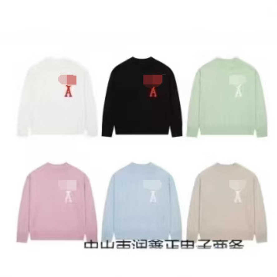 Heart Spring and Autumn Sweater for Couples Round Neck Knitted Sweater National Trend Pure Cotton Youth Ins Style Casual Loose Fit Solid Color{categ