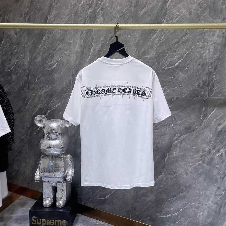 Correct version of CH Cros new summer model distressed embroidered short-sleeve T-shirt with horseshoe and roller design available in couples style9