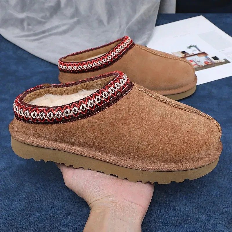 Tasman Slippers Tazz mustard seed Chestnut Sand Fur Slides Sheepskin Classic Ultra Mini Platform Boot Winter Women Men Slip-on Shoes Suede UpperAAA