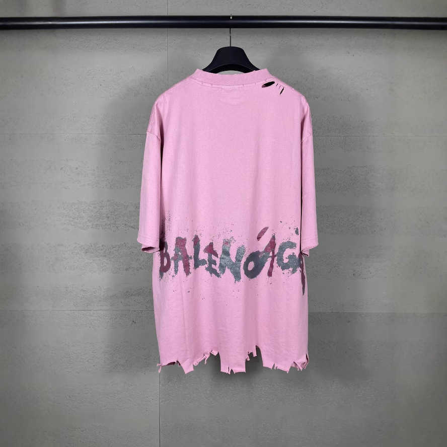 B-brand Paris Summer New Collection Graffiti Embroidered Wheat Ear Round Neck Short Sleeve T-shirt for Men and Women Wholesale{category}
