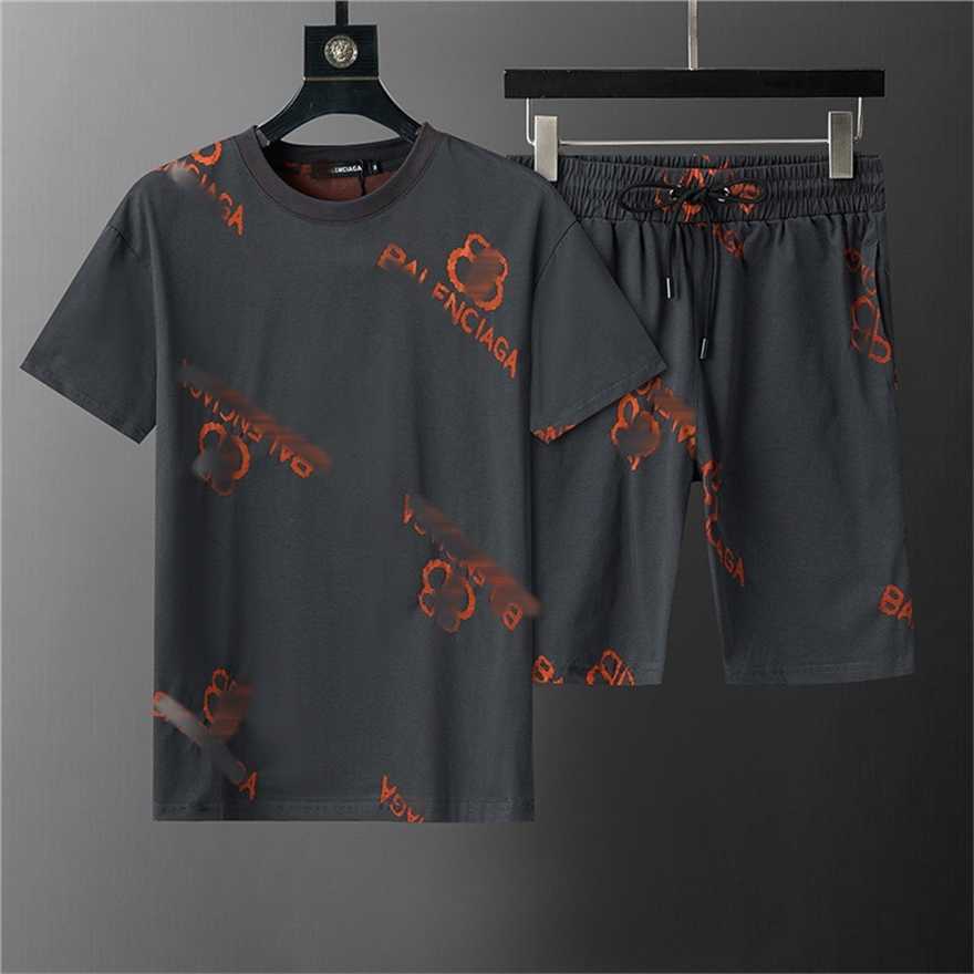 Correct version of the round-neck t-shirt short-sleeve set fashionable and versatile classic all-over print LG brand unisex casual two-piece setJ4BA