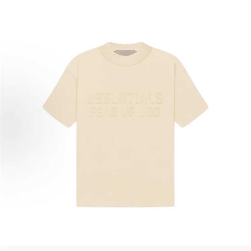 ESS26 Summer Trend Brand Pure Cotton Double-Line American Style Loose Fit Unisex Short Sleeve T-Shirt 8th Season Flocked Weight FabricLC20
