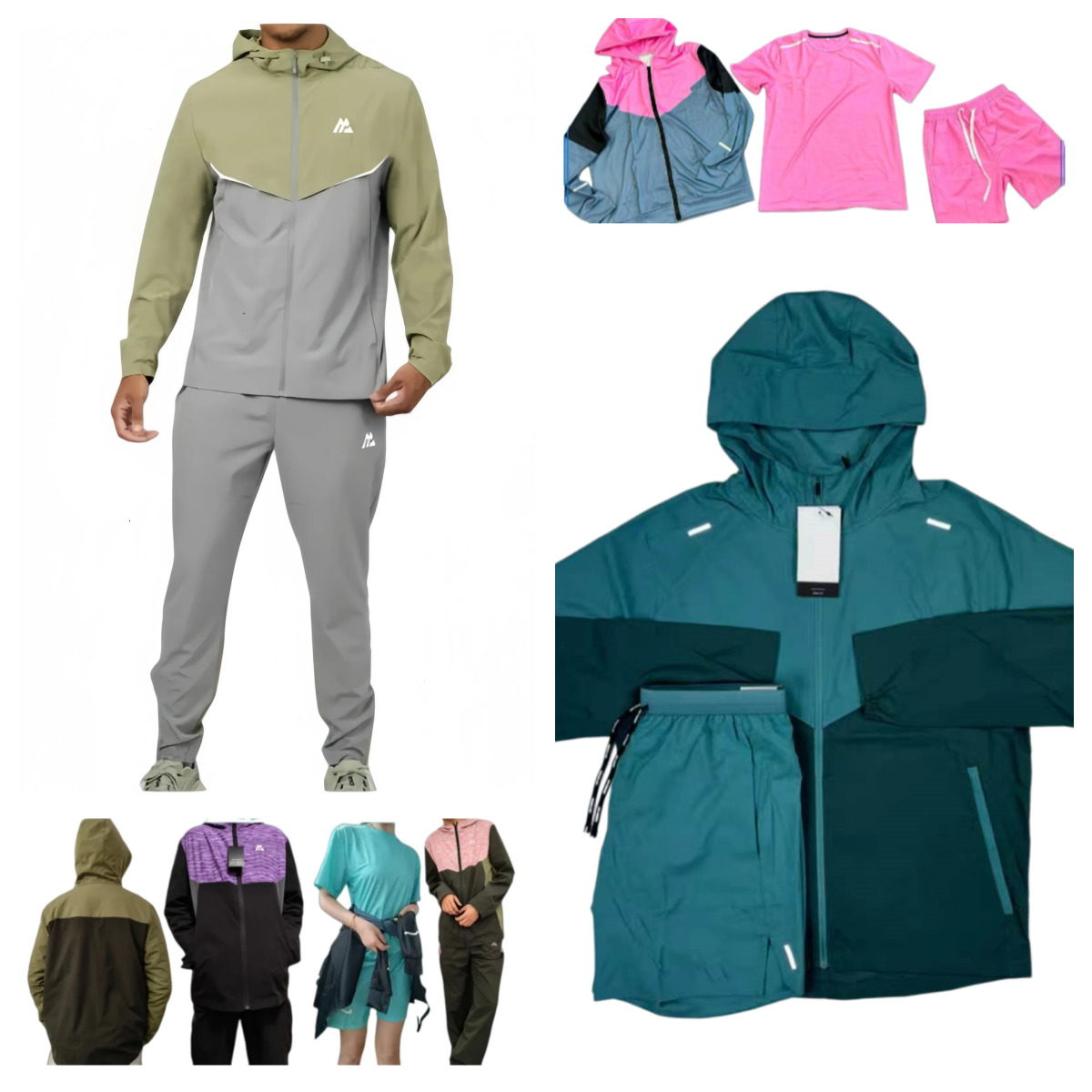 Monterex high quality designer three piece blank casual short sleeve active fit unisex soft daily street wear suit set 03