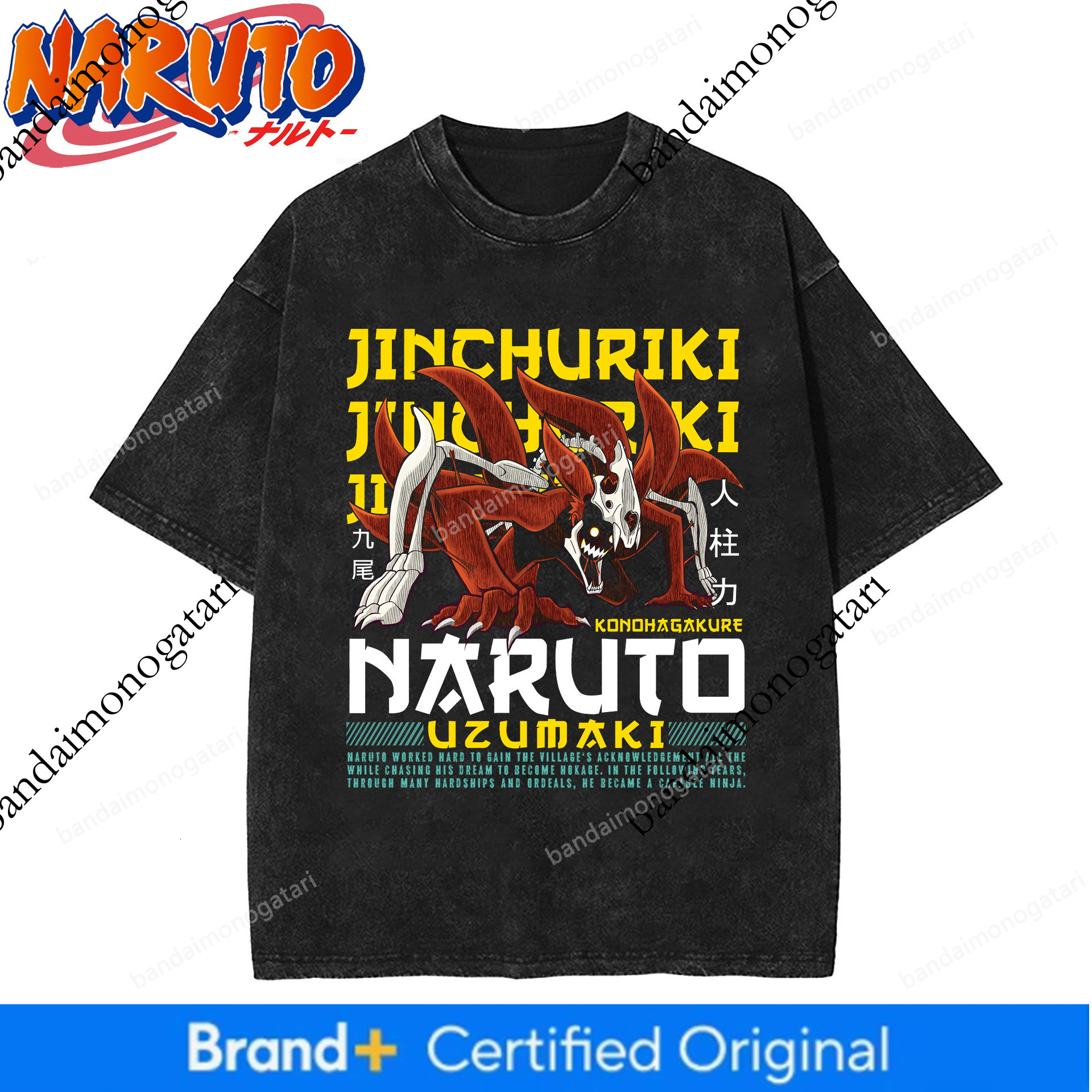 Foreign Trade Anime Naruto European And Washed Vintage Short Sleeve T-Shirt American High Street Style Fd01