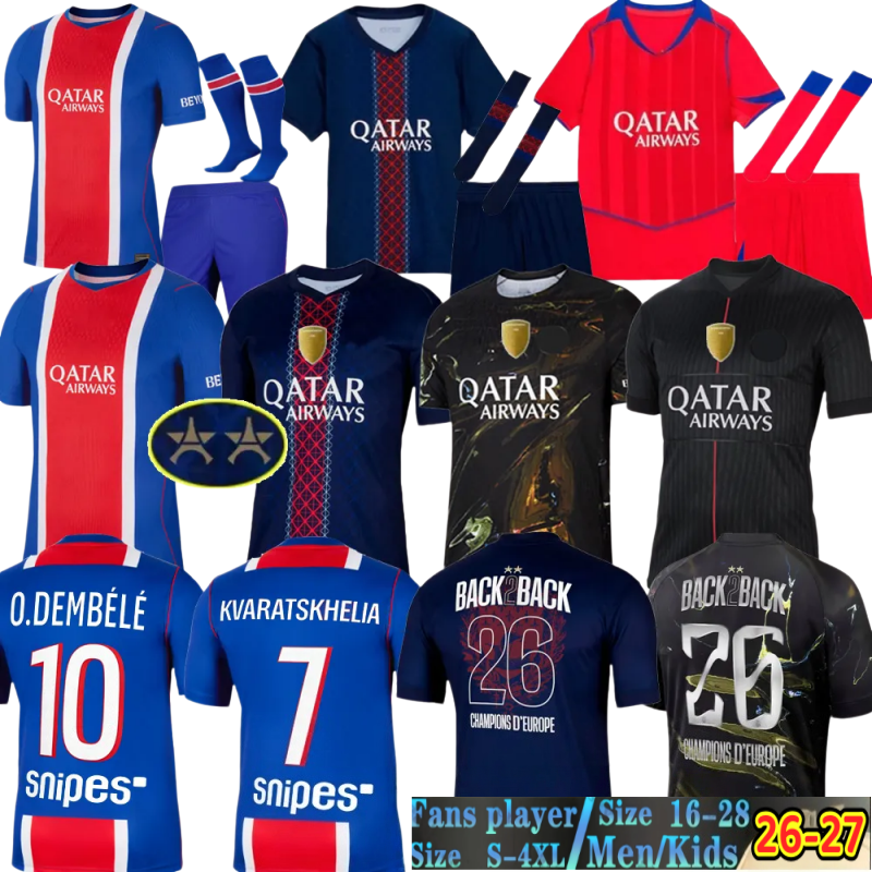 Double Stars 2026-27 parisS jersey Kvaratskhelia O.Dembele paris st germain jersey JOAO NEVES D.DOUE soccer jersey HAKIMI maillot de football BARCOL