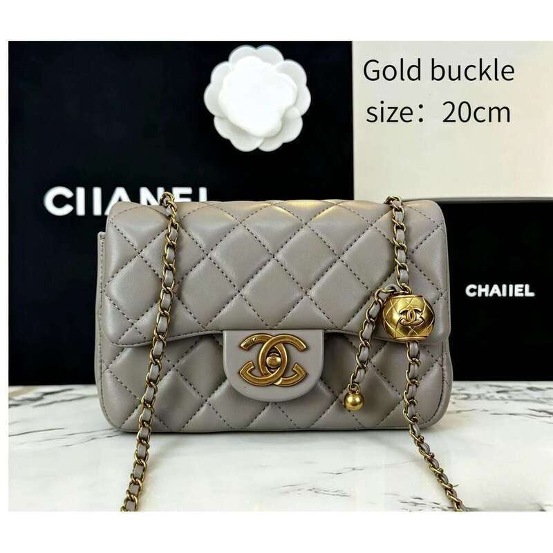 Luxury Designer Mini CC Vanity Box Bag Women Square Makeup Purse Gold Ball Chain Crossbody Bag 1T